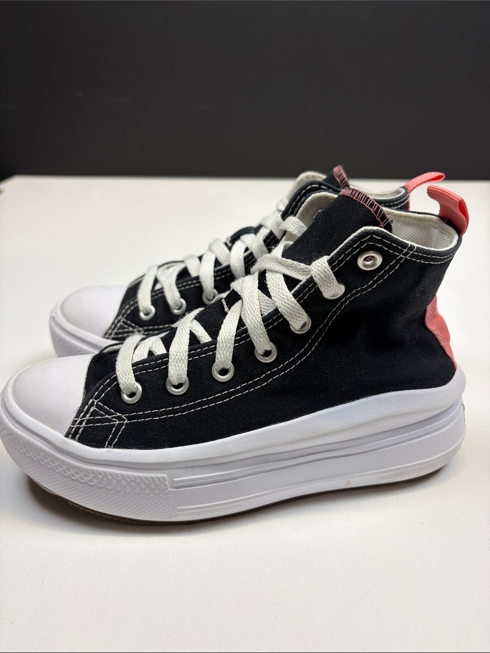 CONVERSE CHUCK TAYLOR ALL STAR MOVE PLATFORM HIGH TOPS KIDS SIZE 2 BLACK PINK - Picture 5 of 9